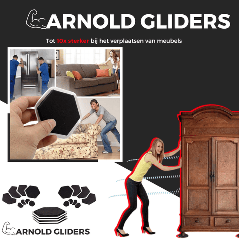 Arnold Gliders™ - Tot 10x sterker bij het verplaatsen van meubels