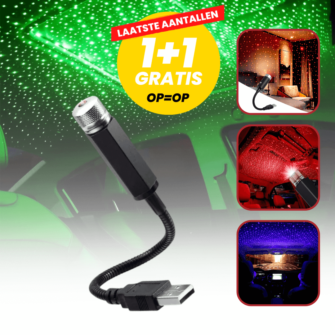 SkyGlow™ - USB Sterrenhemel Projector voor Auto & Thuisgebruik (1+1 GRATIS)